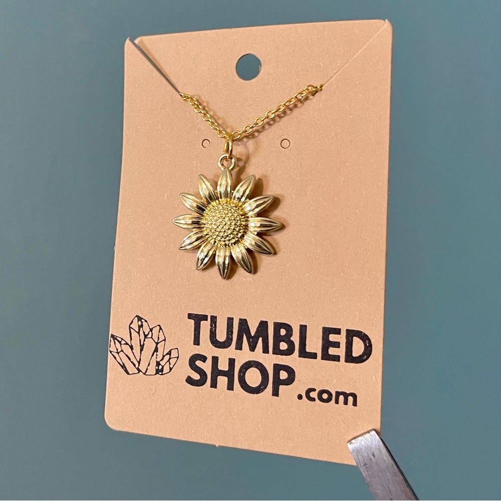 Sunflower Necklace 18” 14K Gold Chain Necklace Jewelry for Women Handmade